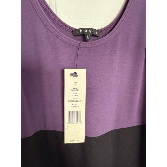 Theory purple/black color block Bodycon dress stretch - size 6. OD4 - Picture 2 of 6
